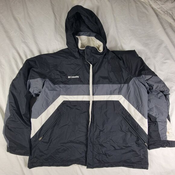 Columbia Mens 2XL Black White Winter Jacket Waterproof Warm Snow